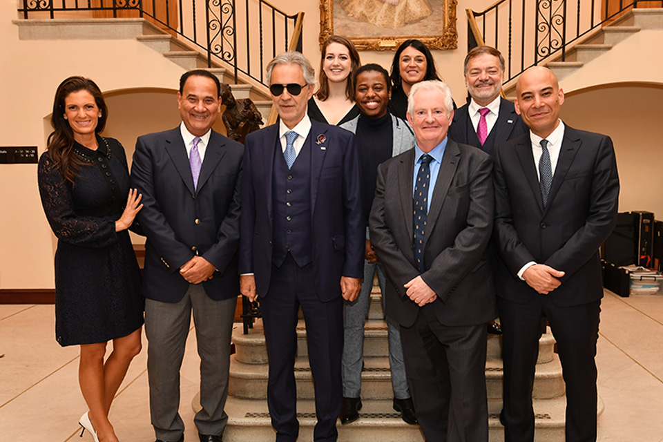 Maestro Andrea Bocelli, Mohammed Jameel and guests visit the Royal College of Music